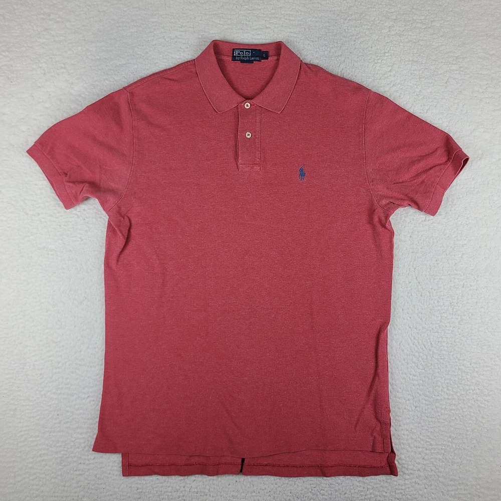 Polo Ralph Lauren Polo Shirt Mens Large Red 100% Cotton Performance VTG